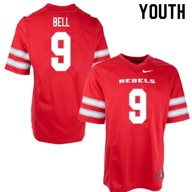 Youth #9 LeShaun Bell UNLV Rebels College Football Jerseys Sale-Red - Click Image to Close
